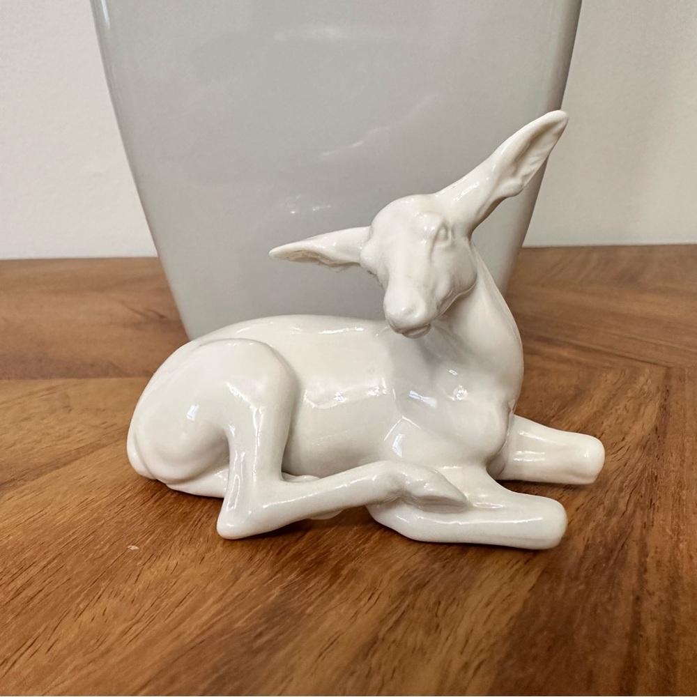 Nymphenburg White Ceramic Deer Figurine Stamped 460 Collector EUC
